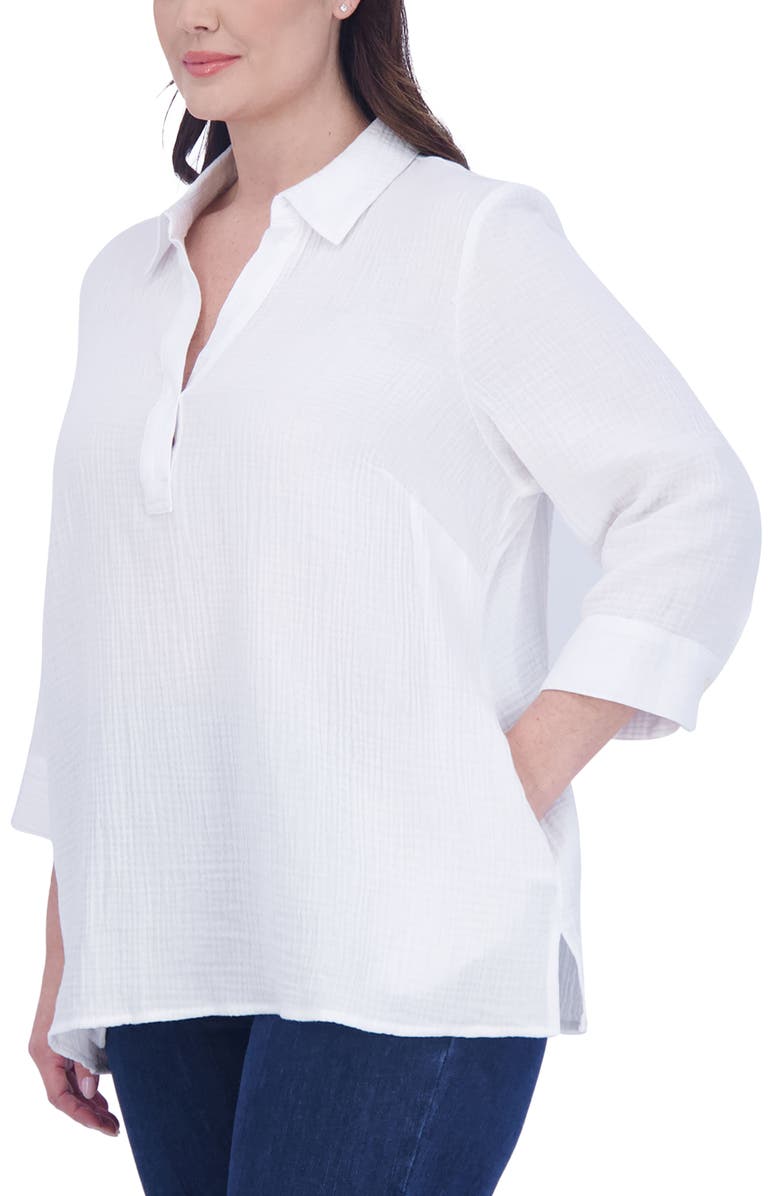 Foxcroft Sophia Cotton Gauze Popover Shirt, Alternate, color, 
