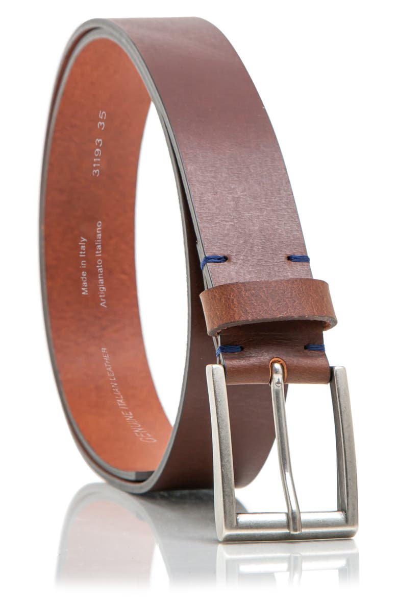 Smooth Leather Belt, Main, color, BROWN