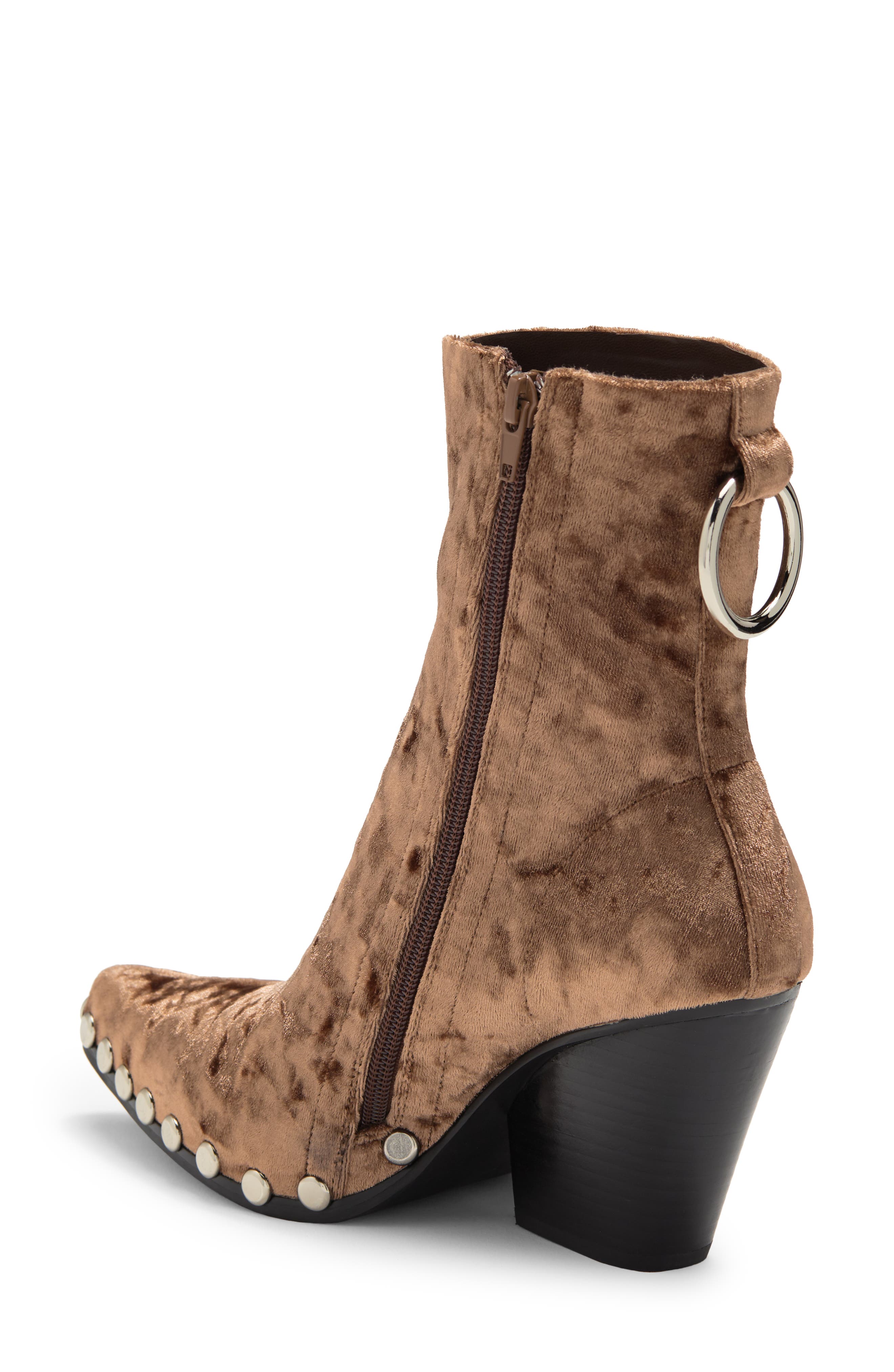Jeffrey Campbell Walton Studded Bootie, Alternate, color, Taupe Crush Velvet Silver