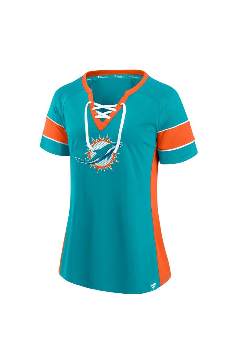 FANATICS Women's Fanatics  Aqua Miami Dolphins Athena Lace-Up Top, Alternate, color, Aqua