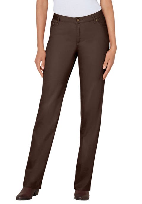 Stretch Denim 5 Pocket Straight Leg Jeans (plus)