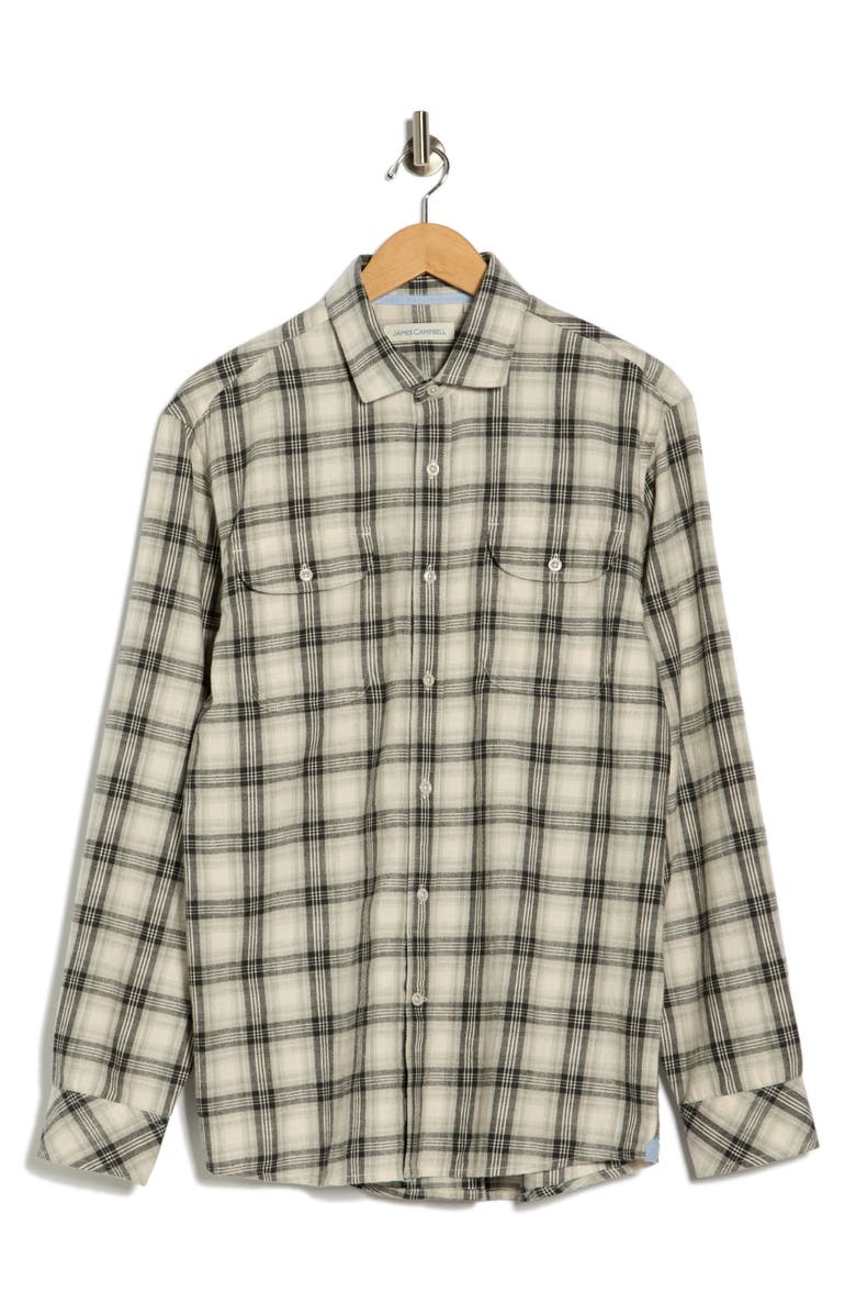James Campbell Buenavis Plaid Button-Up Shirt, Alternate, color, White/ Black