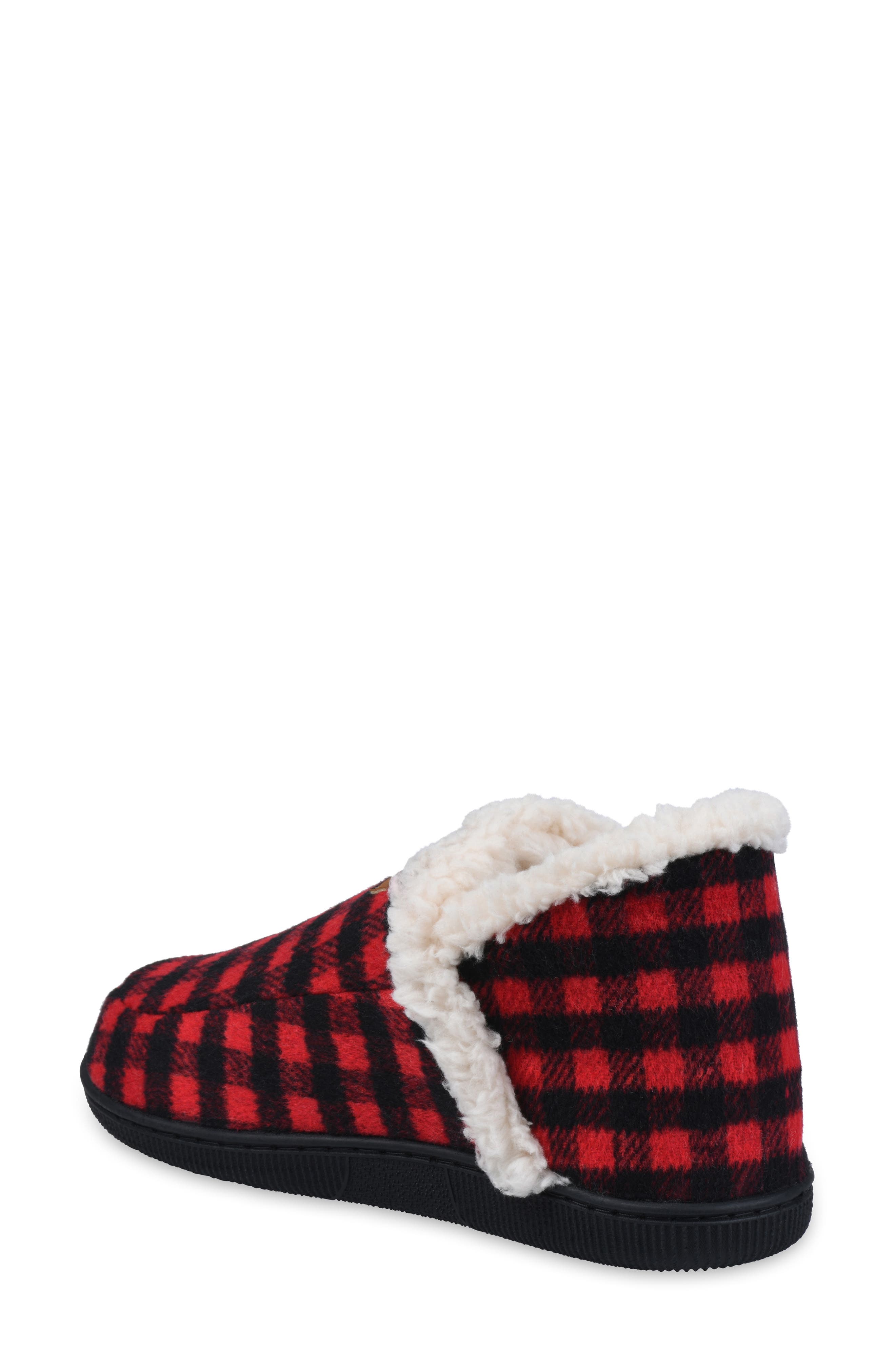 GAAHUU Buffalo Check Faux Shearling Slipper, Alternate, color, 
