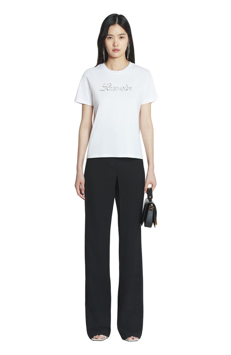 Lanvin Bead Embroidered T-Shirt, Alternate, color, Optic White