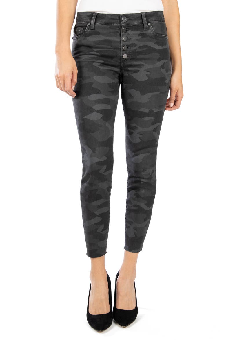 Connie High Waist Raw Hem Ankle Skinny Jeans, Main, color, BLACK/ GREY