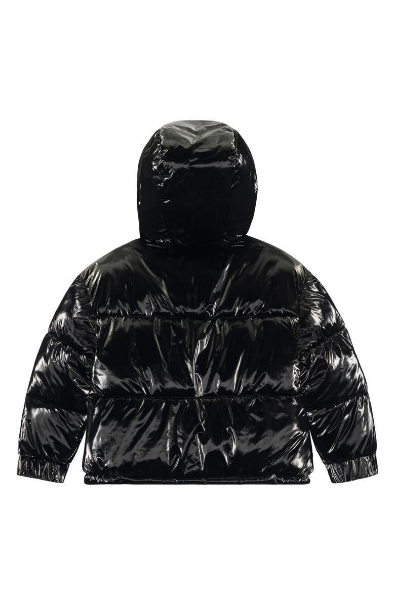 Sam Edelman Kids' Shimmer Cargo Pocket Faux Shearling Hooded Puffer Jacket, Alternate, color, Black