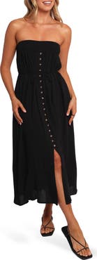 Petal & Pup Nerea Strapless Linen & Cotton Dress