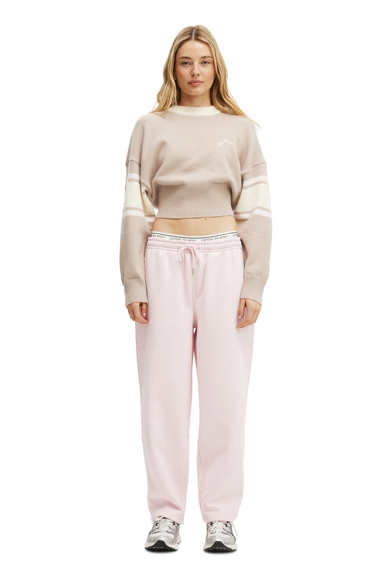 COTTON ON BODY Women's Active Stripe Knit Pullover, Alternate, color, Allspice Coconut Milk