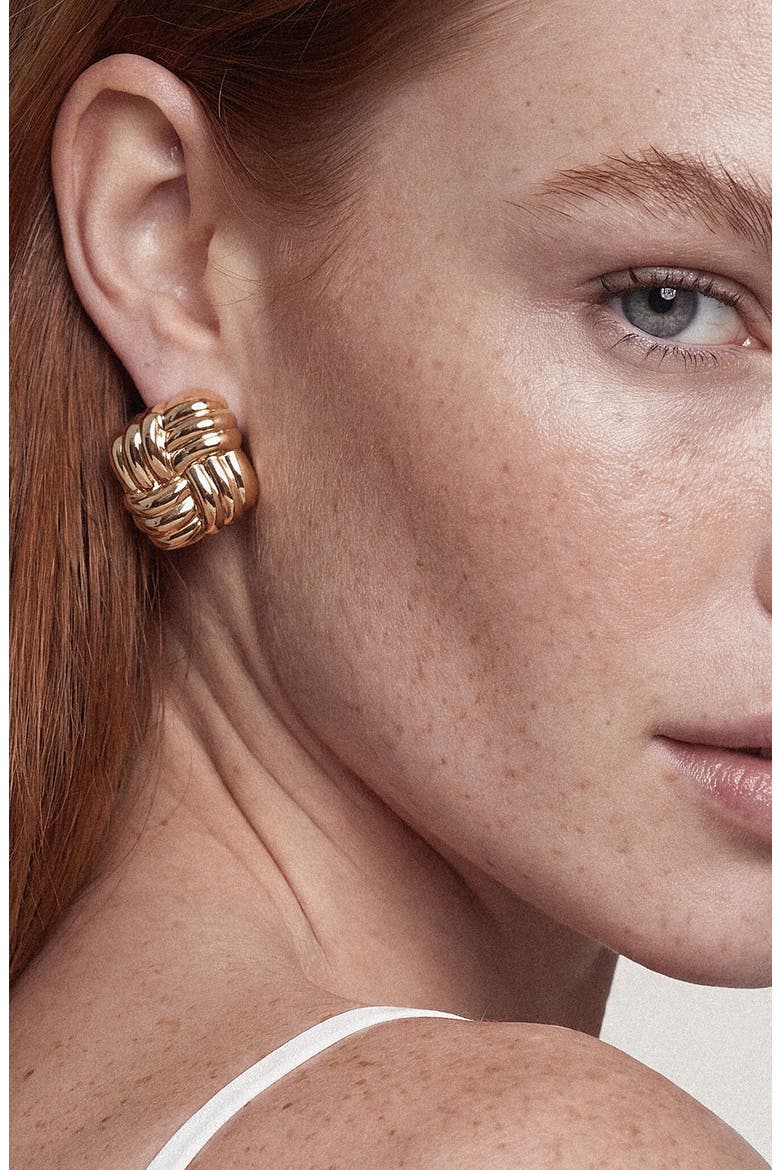 Love Knot Stud Earrings, Alternate, color, GOLD
