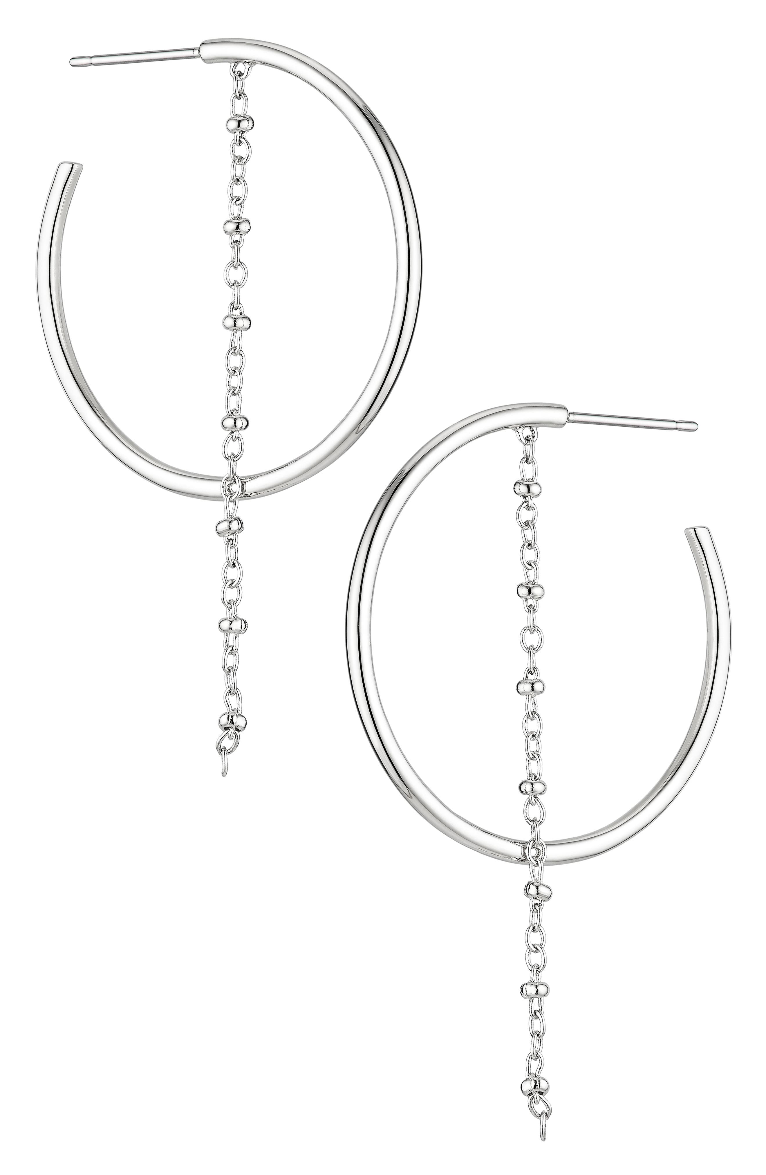 AJOA Station Chain Drop Hoop Earrings