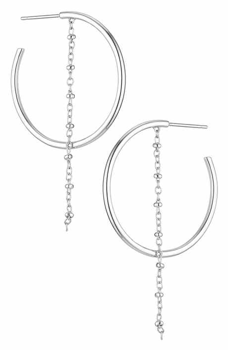 AJOA Station Chain Drop Hoop Earrings