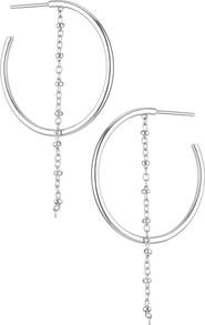 AJOA Station Chain Drop Hoop Earrings