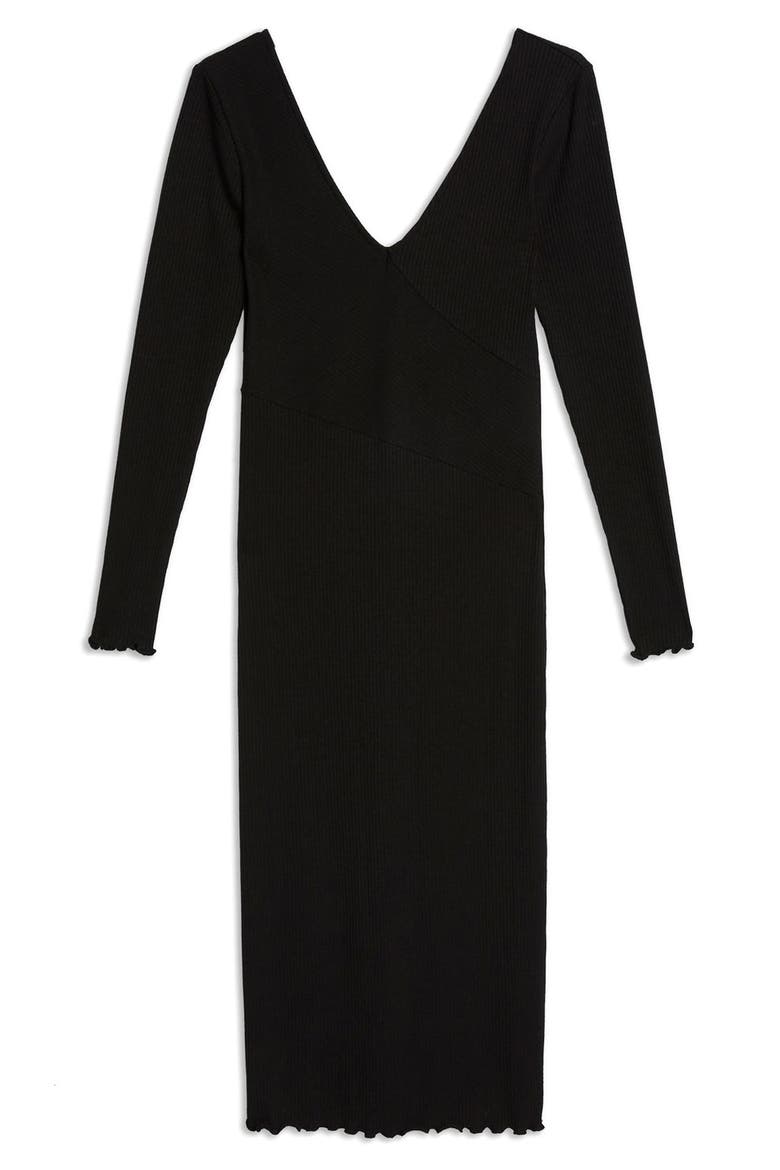 Ribbed Body-Con Midi Dress, Alternate, color, BLACK