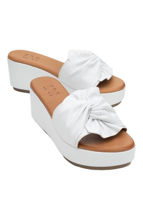 Syndra Bow Wedge Leather Sandal
