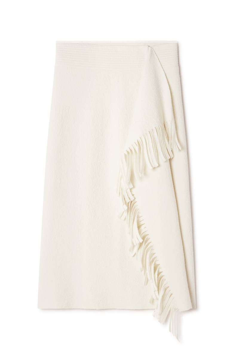 Fringed Skirt In Cotton Knit, Alternate, color, Moon