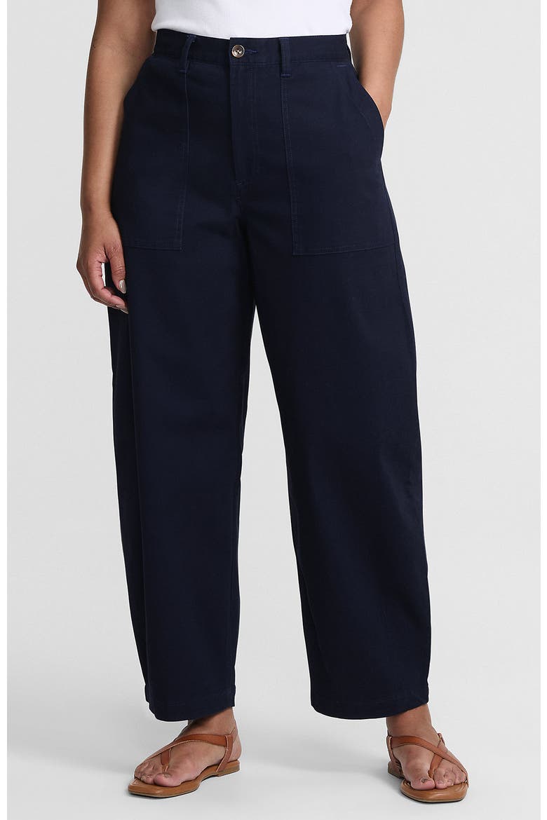 High Rise Barrel Leg Chino Pants, Main, color, Radiant Navy