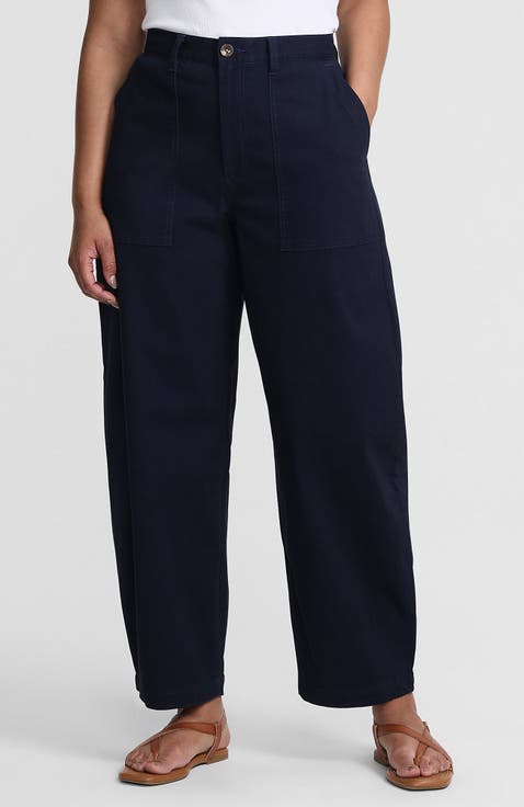 High Rise Barrel Leg Chino Pants