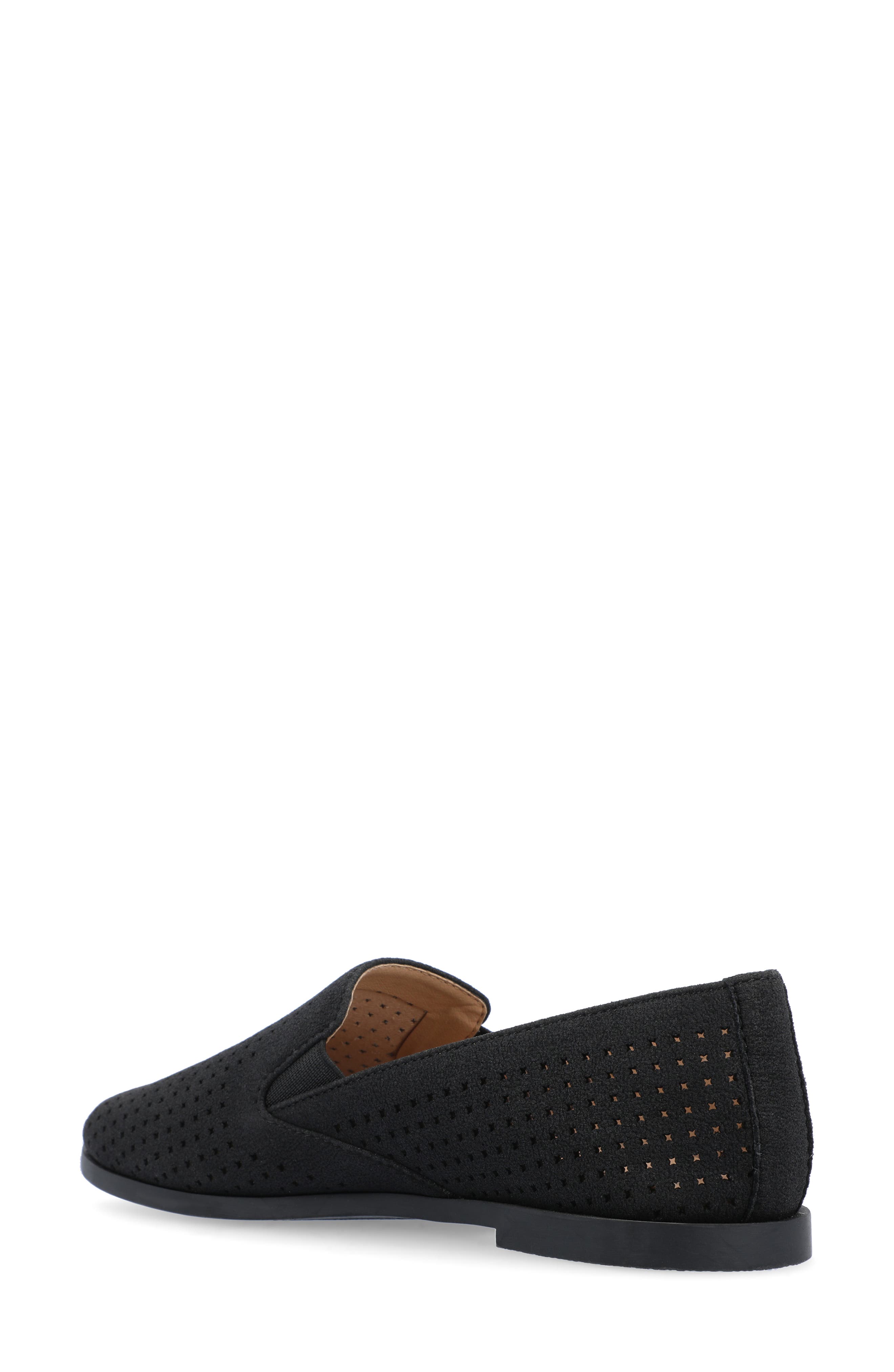 Journee Collection Lucie Perforated Flat Loafer - Wide Width Available, Alternate, color, Black