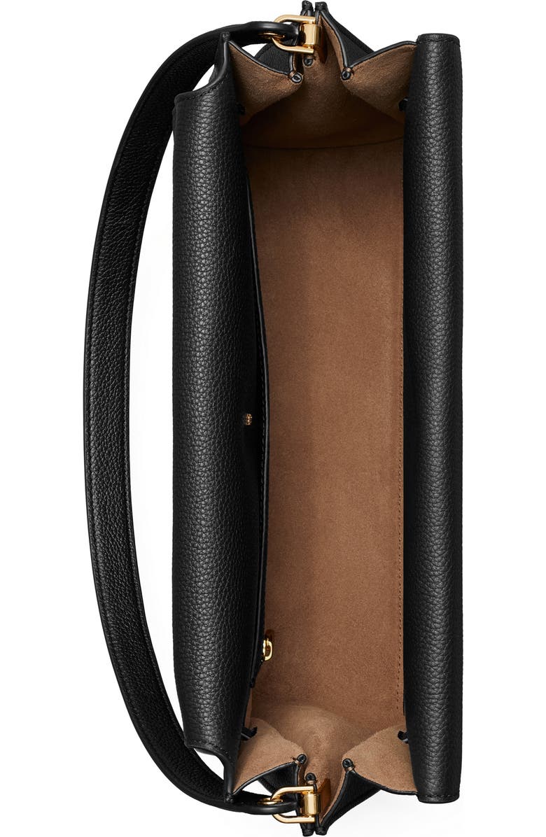 Tory Burch Large Lee Radziwill Pebble Leather Shoulder Bag, Alternate, color, Black