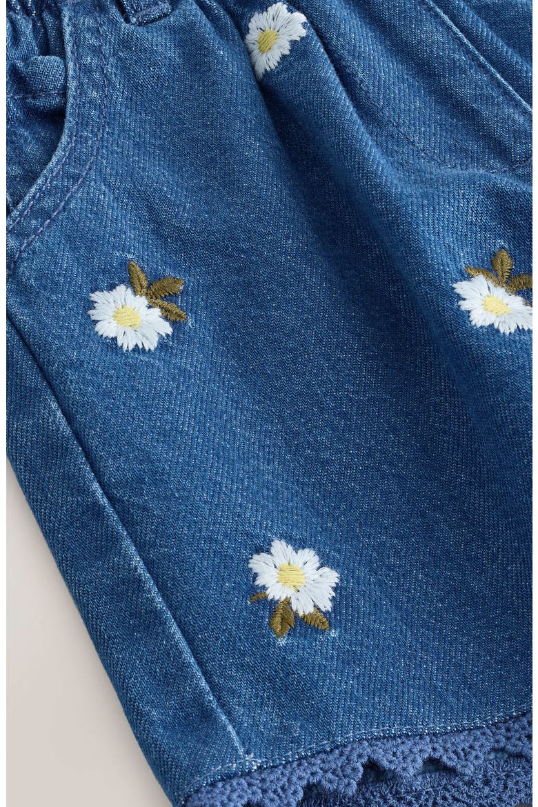 Kids' Embroidered Daisies Denim Shorts, Alternate, color, BLUE