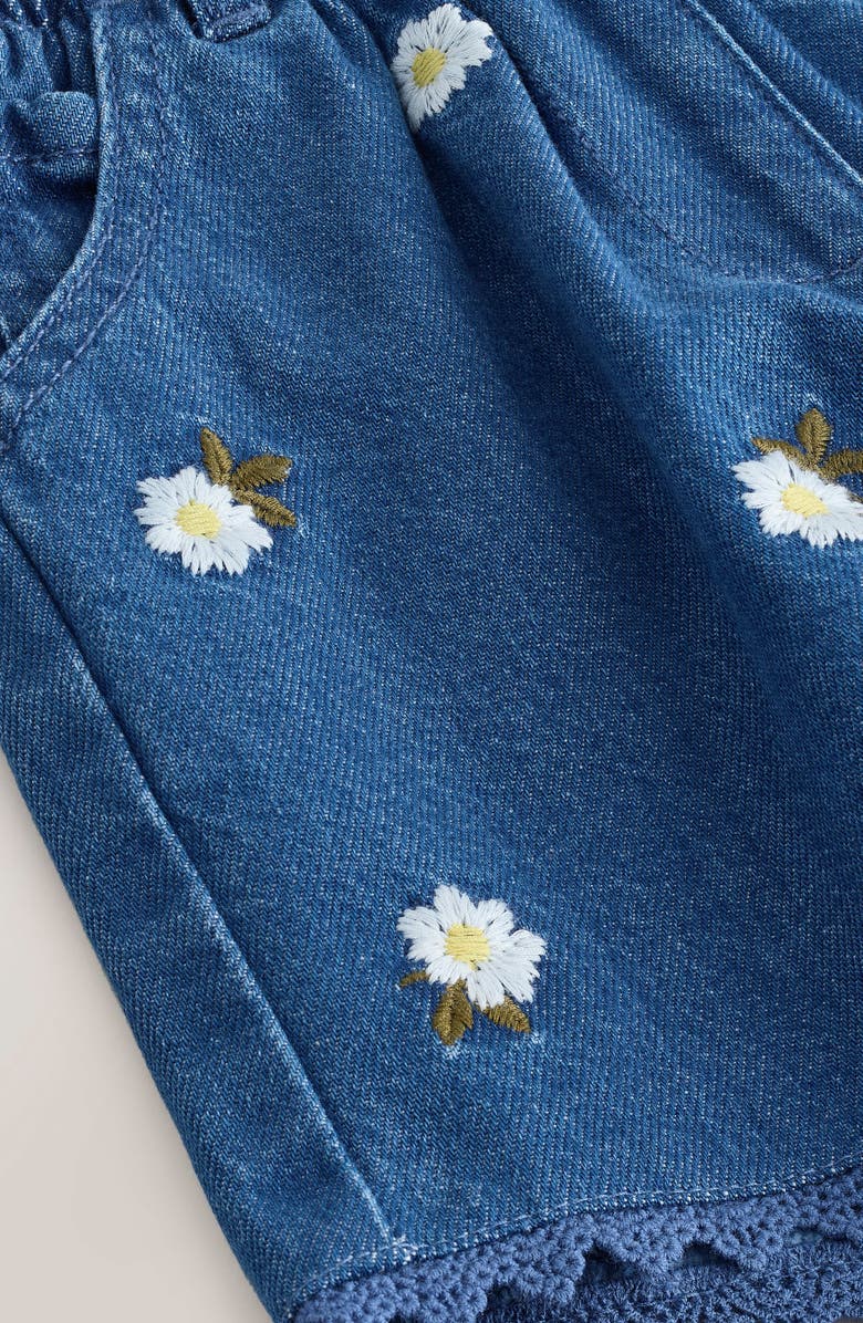 NEXT Kids' Embroidered Daisies Denim Shorts, Alternate, color, Blue