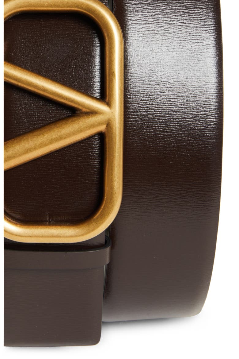 VLOGO Buckle Leather Belt, Alternate, color, BITTER CHOCOLATE/ NERO