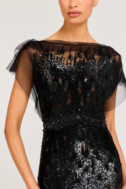 Jenny Packham Bonnie Sequin-embellished Tulle Dress In Black