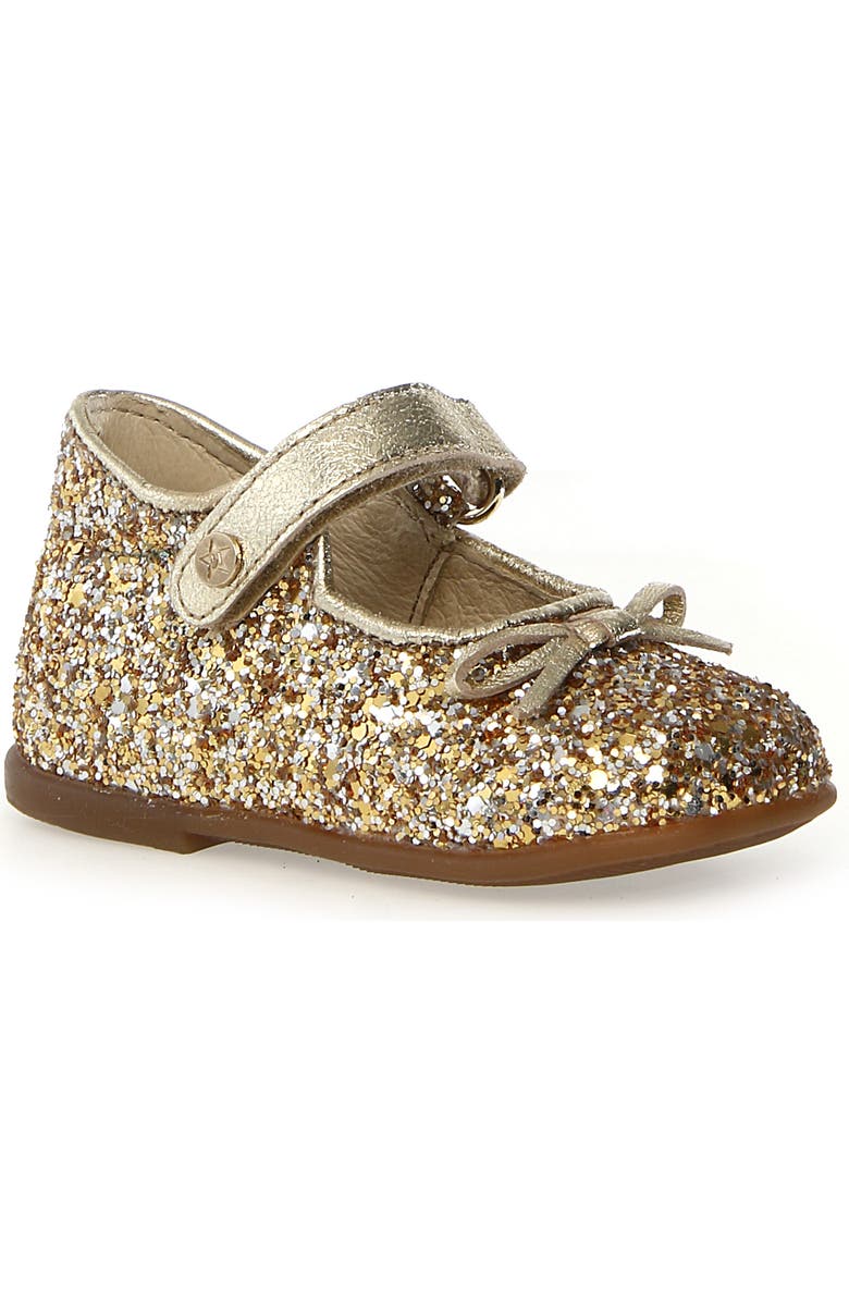 Naturino Kids' Glitter Bow Ballet Flat, Main, color, Platinum Silver