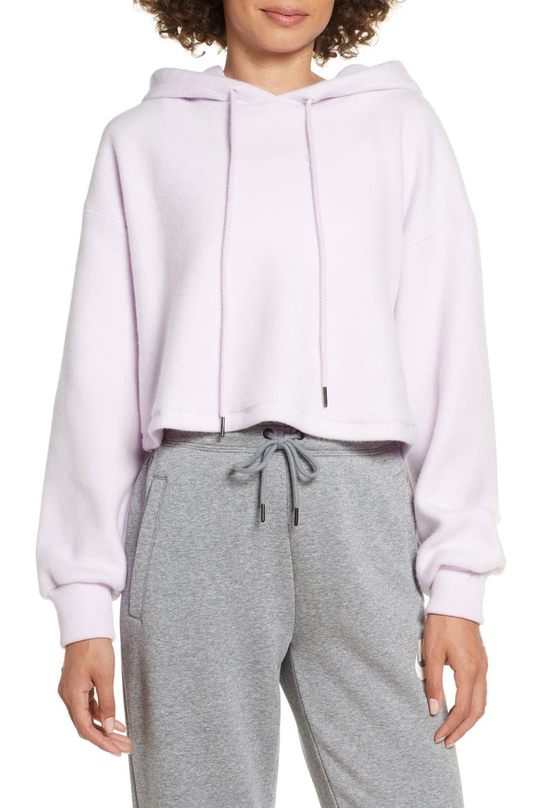 Plush Crop Hoodie, Main, color, PURPLE FAIR