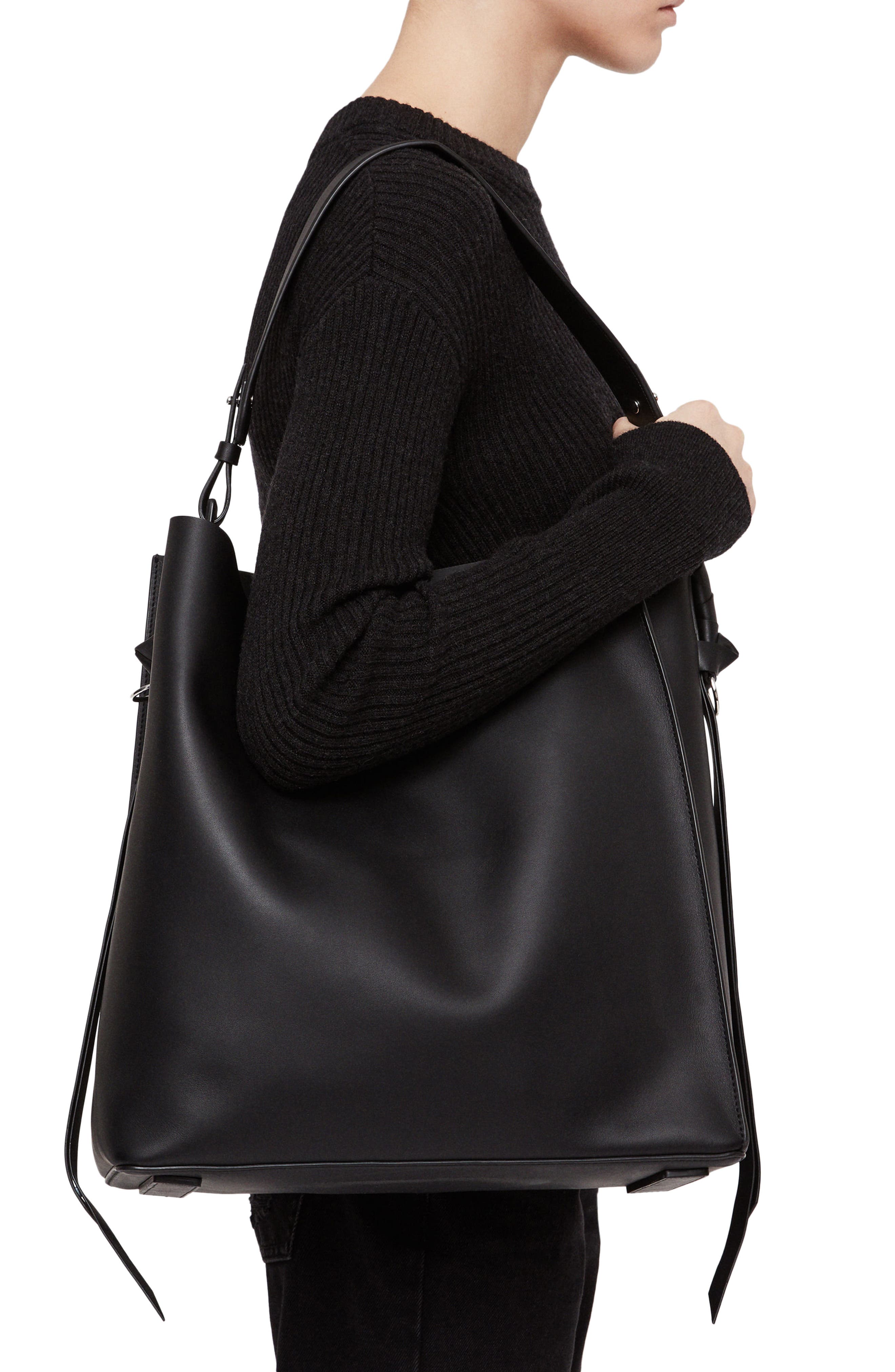 AllSaints Voltaire North/South Leather Tote, Alternate, color, 