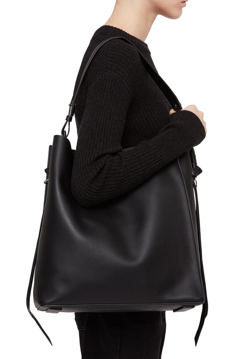 AllSaints Voltaire North/South Leather Tote, Alternate, color,