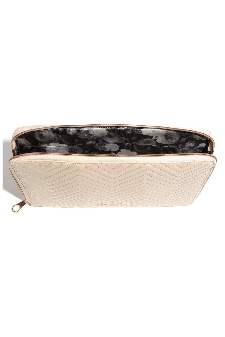 'Lianna' Quilted Patent Laptop Sleeve, Alternate, color, NATURAL