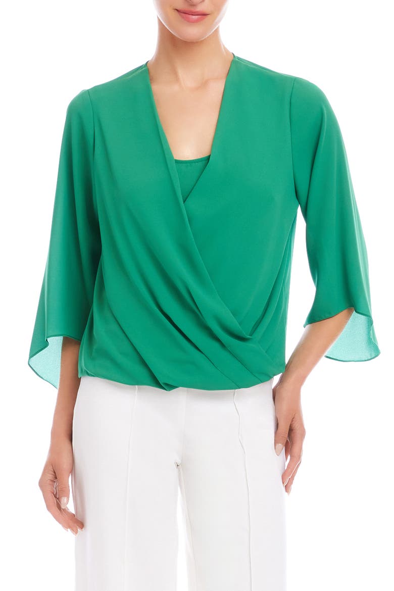 Drape Crossover Crepe Top, Main, color, GREEN
