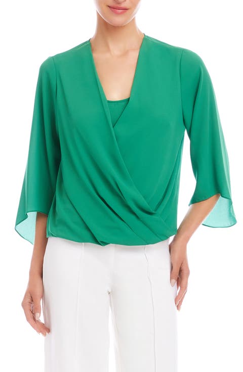 Drape Crossover Crepe Top (Petite)