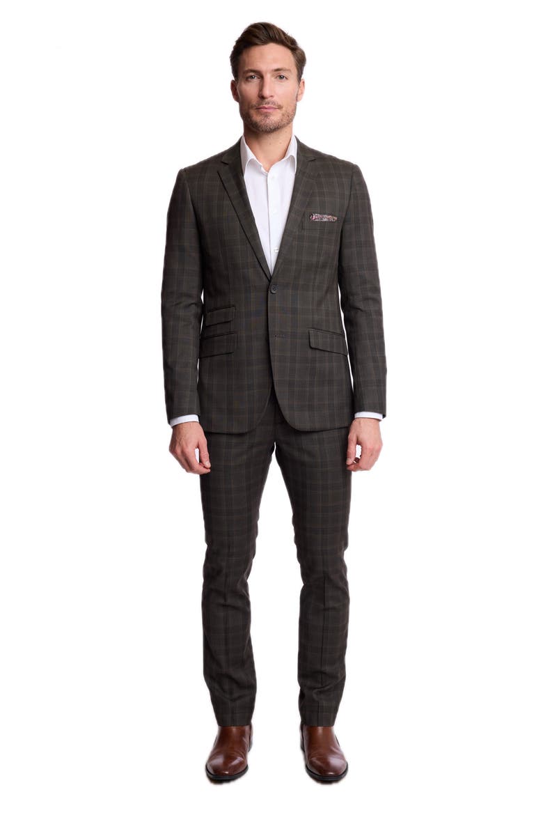 Dover Slim Fit Notch Lapel Suit Jacket, Alternate, color, DARK ARMY CHECK