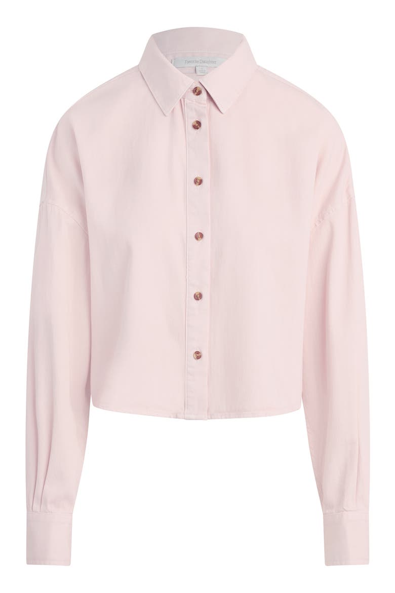 The Crop Cotton Blend Button-Up Shirt, Alternate, color, PALE PINK
