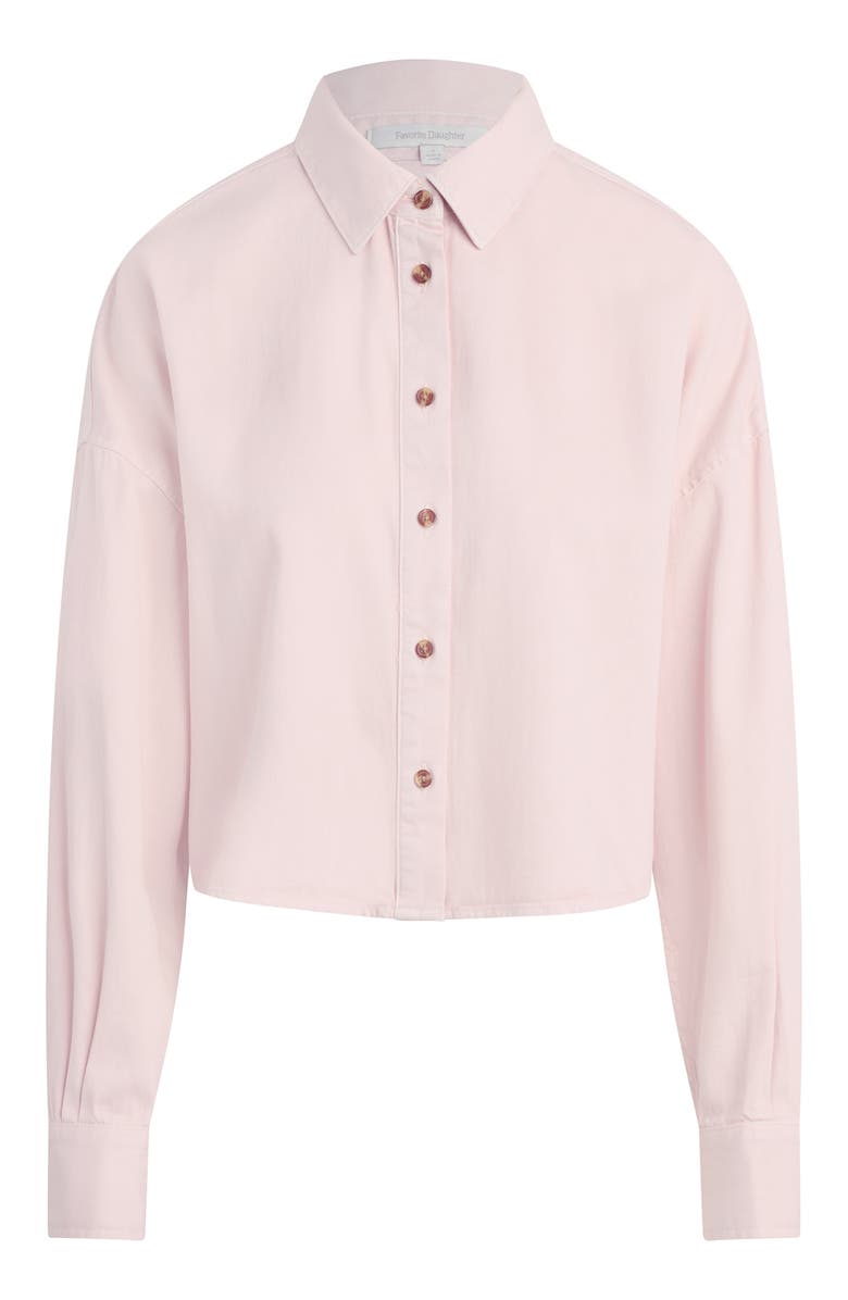 Favorite Daughter The Crop Cotton Blend Button-Up Shirt, Alternate, color, Pale Pink