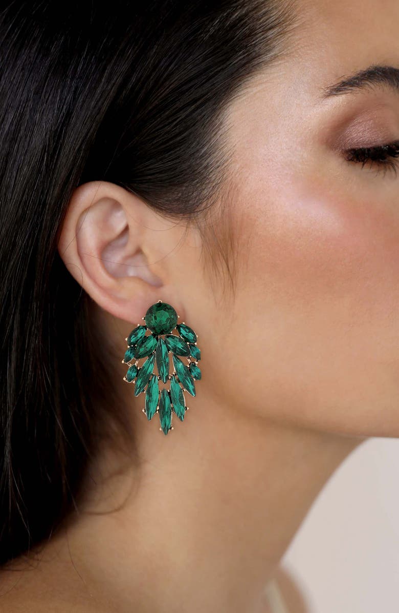 Ettika Crystal Chandelier Earrings, Alternate, color, Green