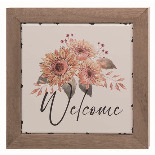 Transpac Wood Multicolor Autumn Welcome Sunflower Bloom Decor