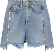 AllSaints Frankie Stud Cutoff Denim Shorts