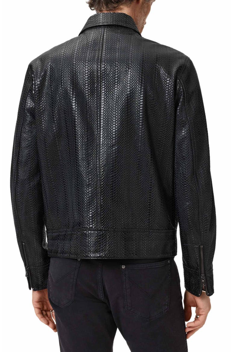 Benjamin Embossed Leather Jacket, Alternate, color, BLACK
