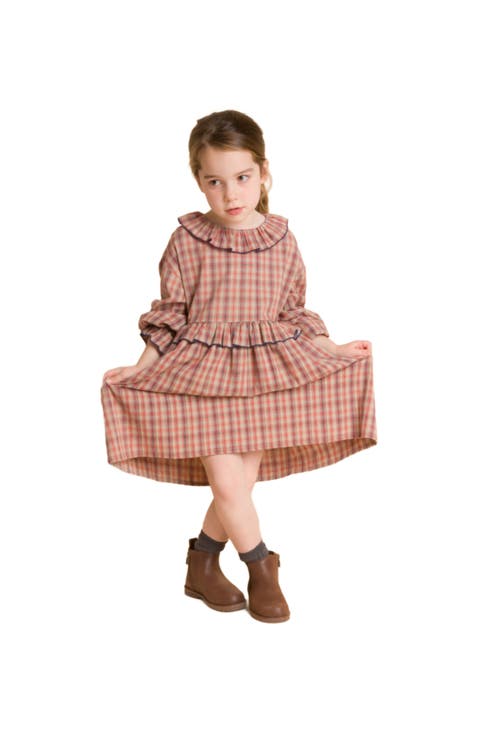 Girls' Ruffle Collar Long Sleeve Dress