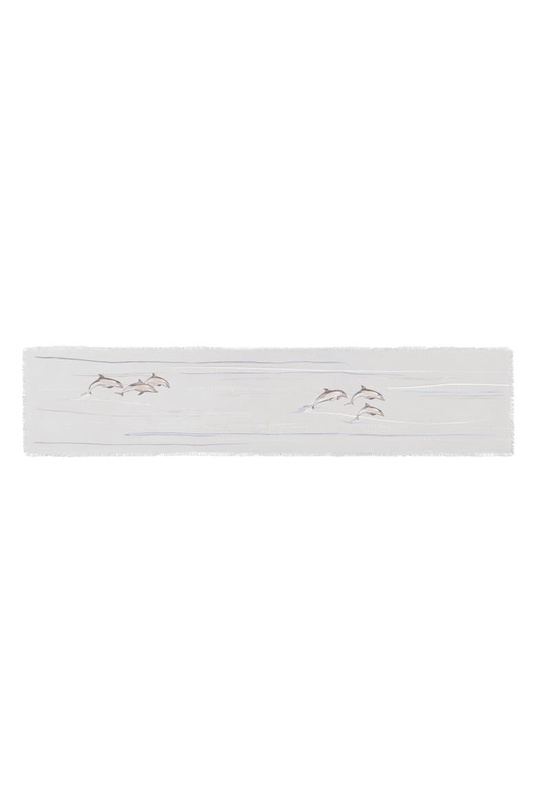 Dolphin Cove Indoor Table Runner 14" x 72", Main, color, Gray