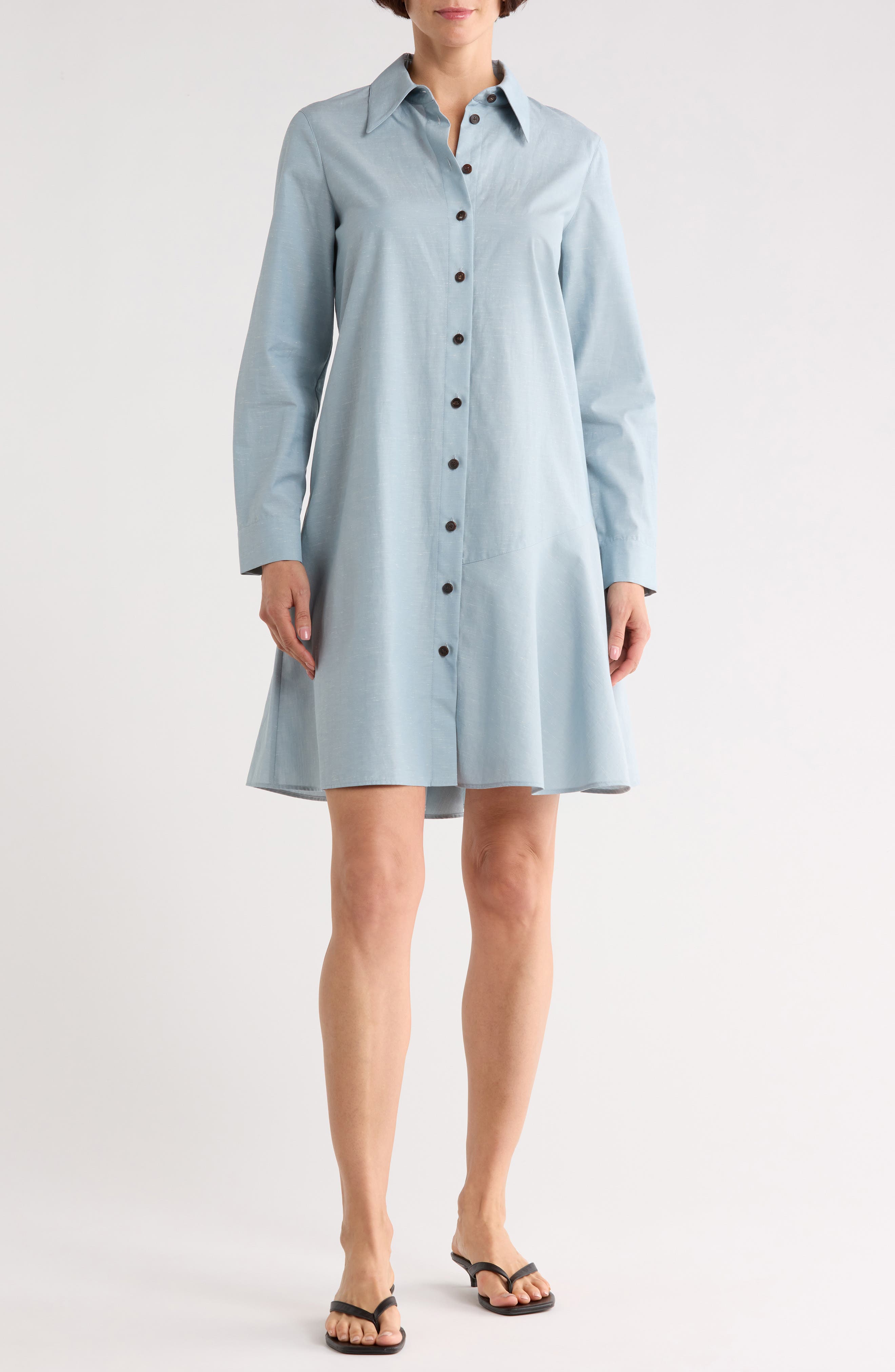 Flounce Hem Shirtdress