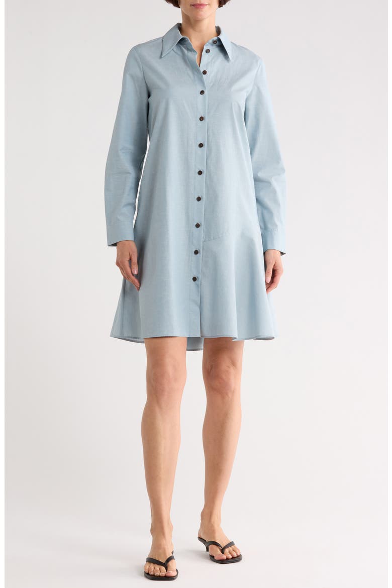 Flounce Hem Shirtdress, Main, color, VENETIAN SKY MELANGE