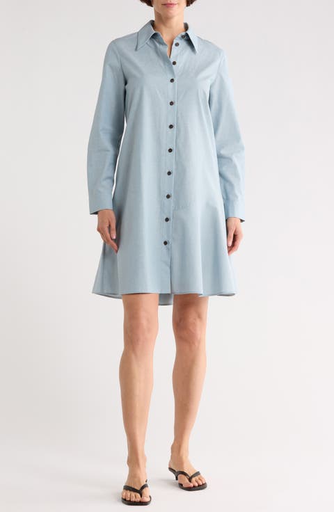 Flounce Hem Shirtdress