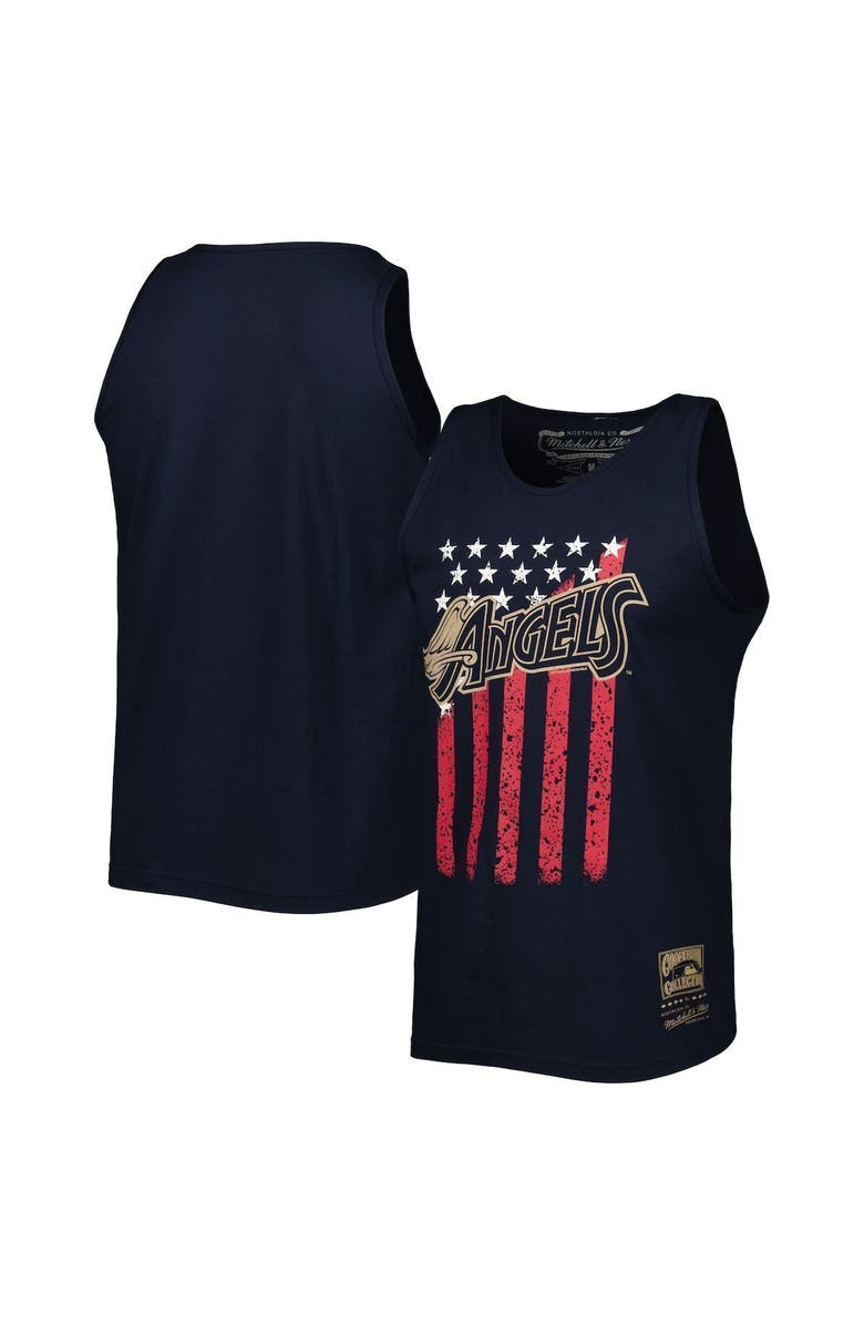 Mitchell & Ness Men's Mitchell & Ness Navy Los Angeles Angels Cooperstown Collection Stars and Stripes Tank Top, Main, color, 