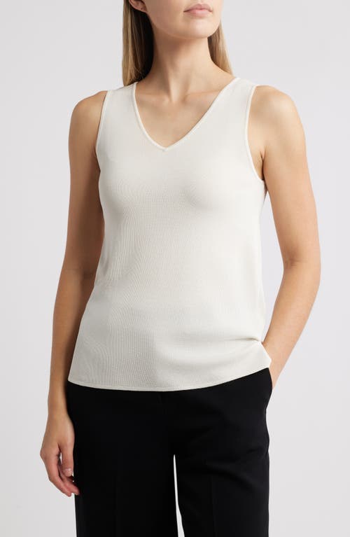 Anne Klein Double V-neck Sweater Tank In White Dove