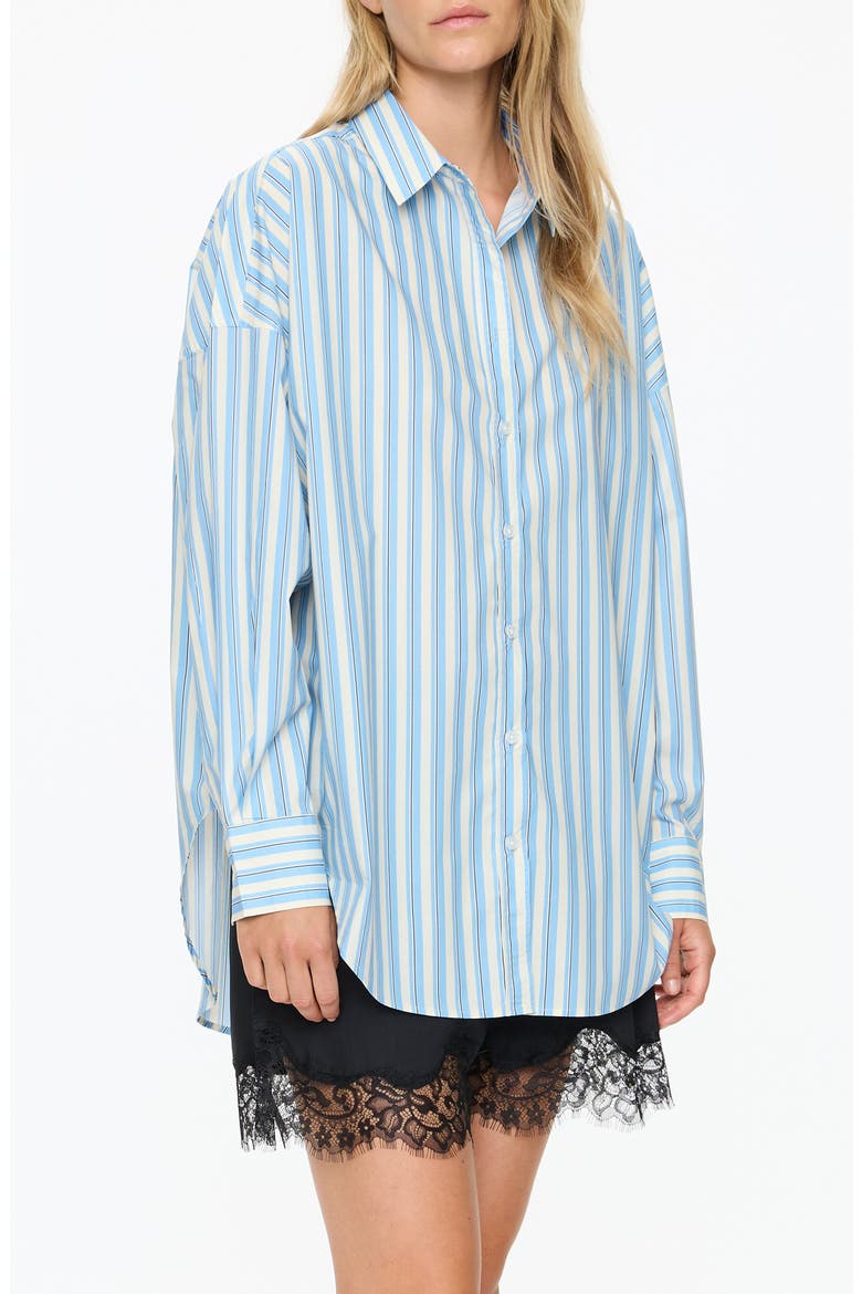 Mara Stripe Cotton Button-Up Shirt, Alternate, color, SKY/ NAVY/ WHITE