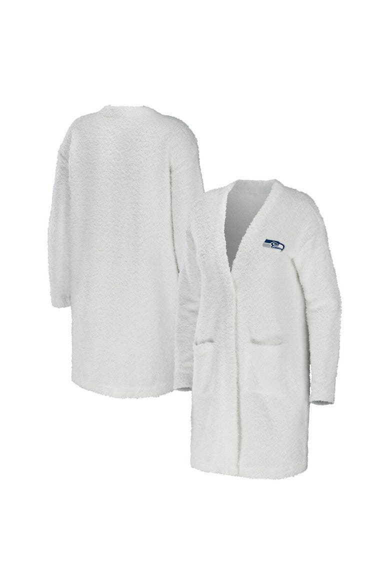 Women's WEAR by Erin Andrews Cream Seattle Seahawks Cozy Lounge Cardigan Sweater, Main, color, Cream